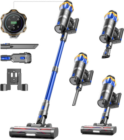Battery Vacuum Cleaner 45000 Pa/550 W/65 Min, 1.6 L Wireless Vacuum Cleaner with Display, Anti-Tangle Brush, Self-Standing, Wall Charging Station, 8-Layer Filtration, Ultra Quiet, for Pet Hair/Carpets/Hard Floors/Car